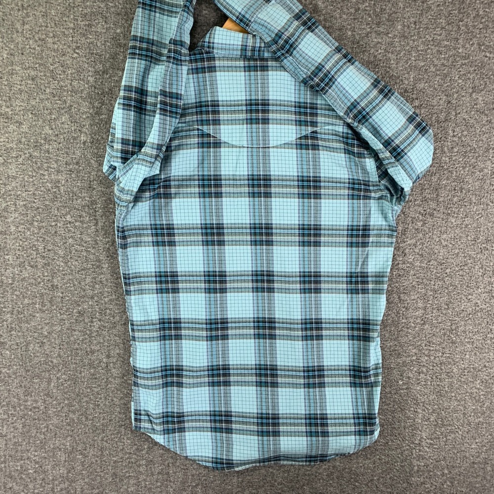 Tecovas Pearl Snap Shirt Men Small Blue Plaid Western Cowboy Gaucho Flannel - Picture 6 of 10
